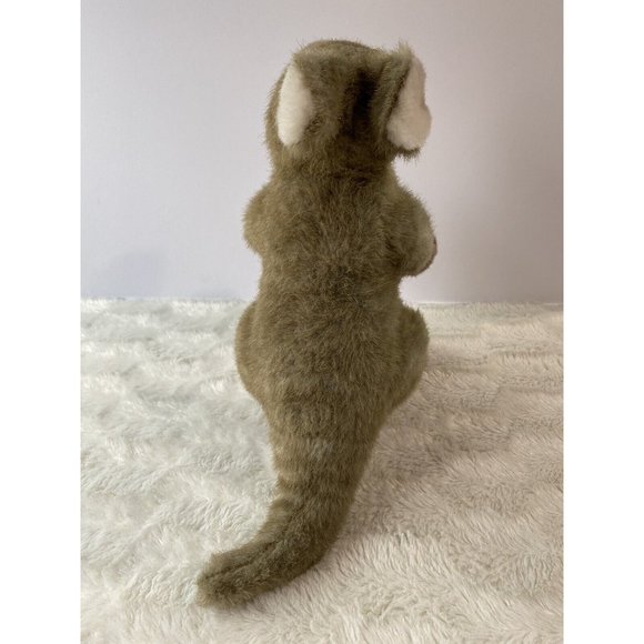K&M Australian Kangaroo With Baby Dark Brown White Tall Soft Stuffed 15" Plush - Picture 4 of 9